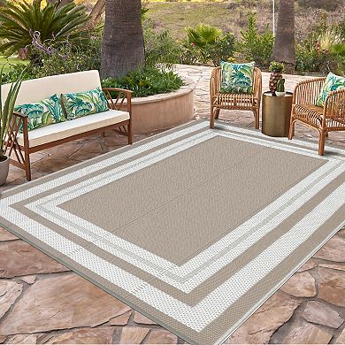 Waterproof Camping Outdoor Rug for Patio Easy-Clean Stain-Resistant Plastic Carpet