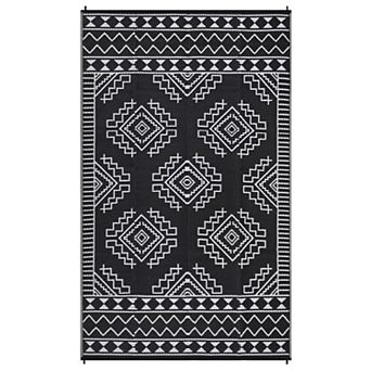 Modern Outdoor Plastic Straw Rug Waterproof Patio Rug with Stakes, Foldable Portable Camping Mat