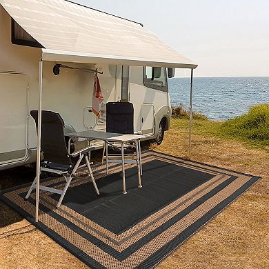 Waterproof Camping Outdoor Rug for Patio Easy-Clean Stain-Resistant Plastic Carpet