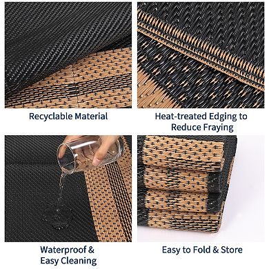 Waterproof Camping Outdoor Rug for Patio Easy-Clean Stain-Resistant Plastic Carpet