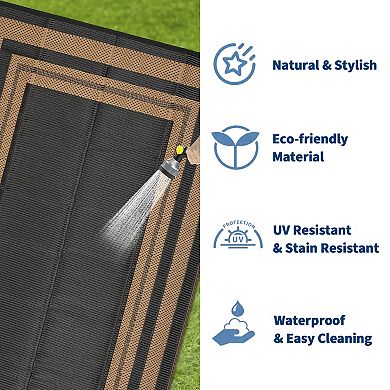 Waterproof Camping Outdoor Rug for Patio Easy-Clean Stain-Resistant Plastic Carpet