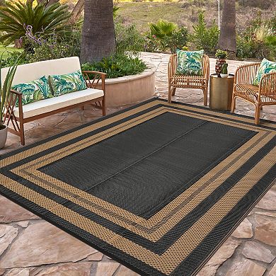 Waterproof Camping Outdoor Rug for Patio Easy-Clean Stain-Resistant Plastic Carpet
