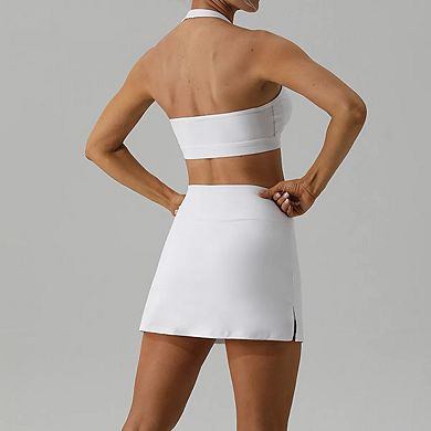 Womens Tennis Breathable Skirt Shorts Crossover Golf Skorts Side Split Athletic Skirts Mini Skort