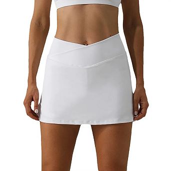 Womens Tennis Breathable Skirt Shorts Crossover Golf Skorts Side Split Athletic Skirts Mini Skort