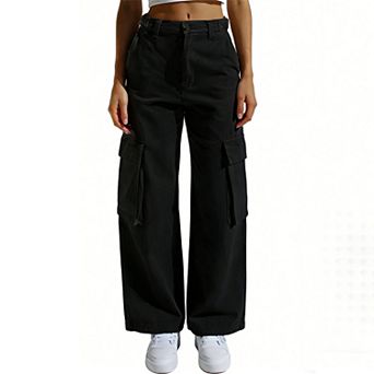 Women's High Waist Wide Leg Cargo Pants Casual Utility Pocket Pants for Streetwear & Everyday Wear