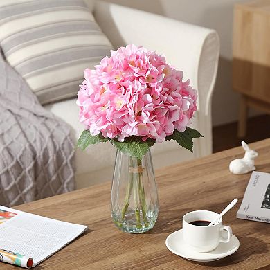 ANIXOL Life like Artificial Hydrangea Flowers with Glass Vase and Faux Water