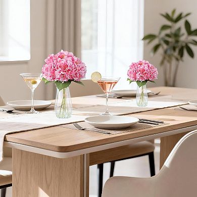 ANIXOL Life like Artificial Hydrangea Flowers with Glass Vase and Faux Water