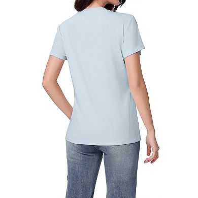 Womens Maternity Summer Nursing T-Shirt Short Sleeve Ribbed Double Layer Breastfeeding Crew Neck Top