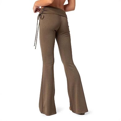 Women's Ruched Drawstring High Waist Flare Long Pants Casual Yoga Summer Flared Work Soft Trousers