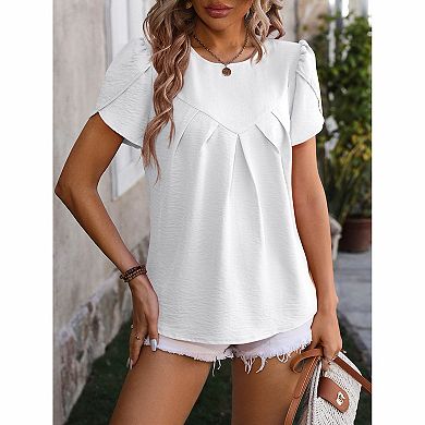 Women's Petal Sleeve Pleated Front Blouse
