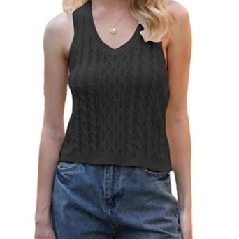 Women's Knit V-Neck Tank Tops Summer Sleeveless Fashion Dressy Casual Loose Tees