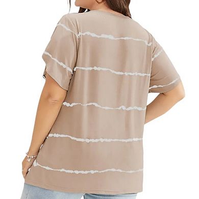 Womens Plus Size Tops Summer Short Sleeve V Neck Tunic T-Shirts Blouse