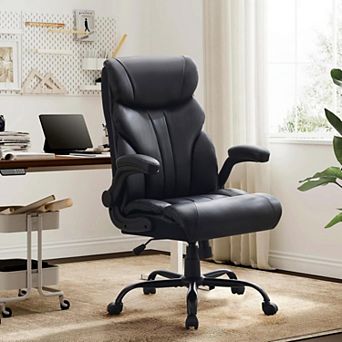 360° Swivel Ergonomic Office Chair, Wide PU Leather Gaming Chair with 90°-135° Reclining Backrest