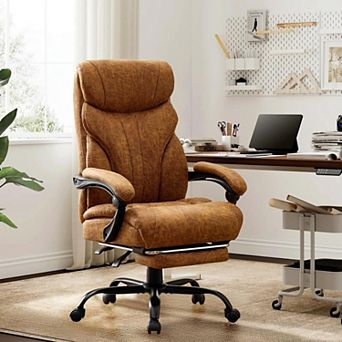 360° Swivel Ergonomic Office Chair, Wide PU Leather Gaming Chair with 90°-135° Reclining Backrest