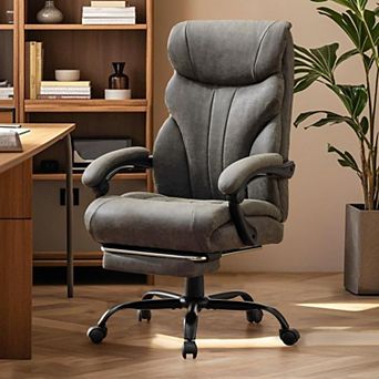 360° Swivel Ergonomic Office Chair, Wide PU Leather Gaming Chair with 90°-135° Reclining Backrest