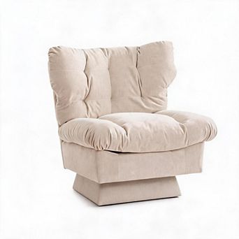 Modern Chenille Swivel Accent Chair 360° Rotating Lounge Armchair, Wide Ergonomic Seat