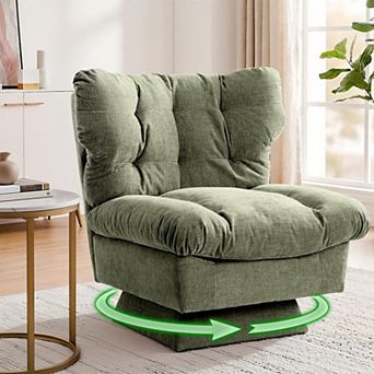 Modern Chenille Swivel Accent Chair 360° Rotating Lounge Armchair, Wide Ergonomic Seat