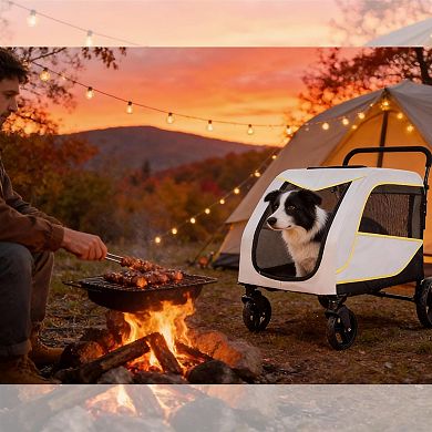 Heavy-Duty All-Terrain Pet Stroller Wagon for Medium and Large Dogs - Dual Entry