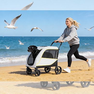 Heavy-Duty All-Terrain Pet Stroller Wagon for Medium and Large Dogs - Dual Entry