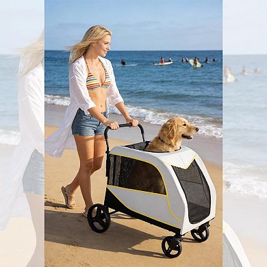 Heavy-Duty All-Terrain Pet Stroller Wagon for Medium and Large Dogs - Dual Entry
