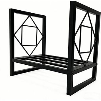 Square Firewood Rack Indoor/Outdoor Log Holder for Fireplace & Wood Stove