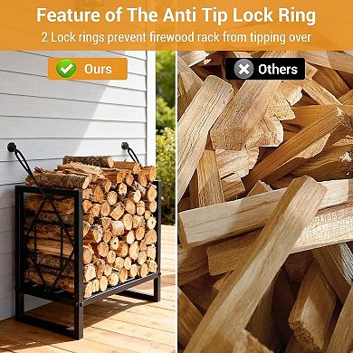 Square Firewood Rack Indoor/Outdoor Log Holder for Fireplace & Wood Stove