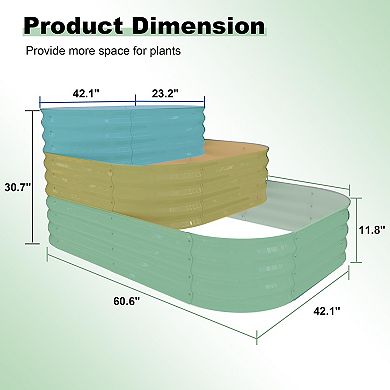 3-Tier Galvanized Steel Raised Garden Bed Kit, Sturdy Outdoor Flower Pot for Vegetables