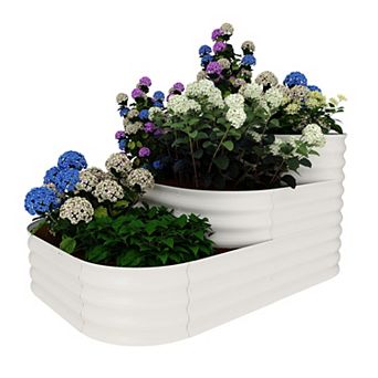 3 tier Galvanized Steel Raised Garden Bed Kit, Sturdy Outdoor Flower Pot for Vegetables