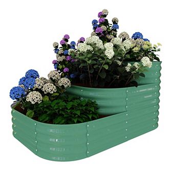 3 tier Galvanized Steel Raised Garden Bed Kit, Sturdy Outdoor Flower Pot for Vegetables