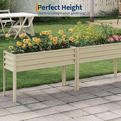 Self-Watering Elevated Raised Garden Bed ,Tall Galvanized Steel Planter Box with Legs & Drainage