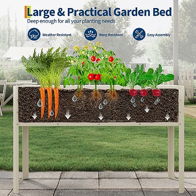 Self-Watering Elevated Raised Garden Bed ,Tall Galvanized Steel Planter Box with Legs & Drainage
