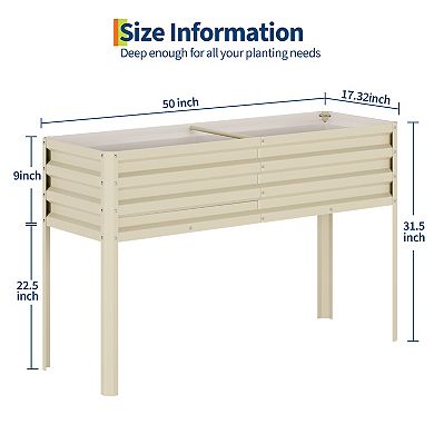 Self-Watering Elevated Raised Garden Bed ,Tall Galvanized Steel Planter Box with Legs & Drainage