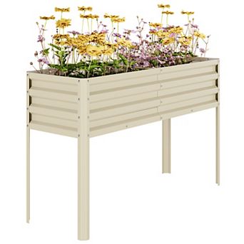 Self-Watering Elevated Raised Garden Bed ,Tall Galvanized Steel Planter Box with Legs & Drainage