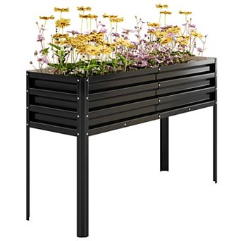 Self-Watering Elevated Raised Garden Bed ,Tall Galvanized Steel Planter Box with Legs & Drainage