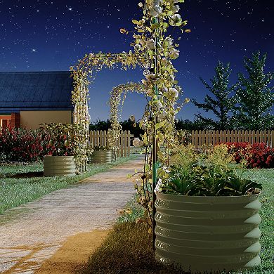 Galvanized Metal Raised Garden Bed with Tall Green Arch Trellis - Expandable Outdoor Planter Box Kit