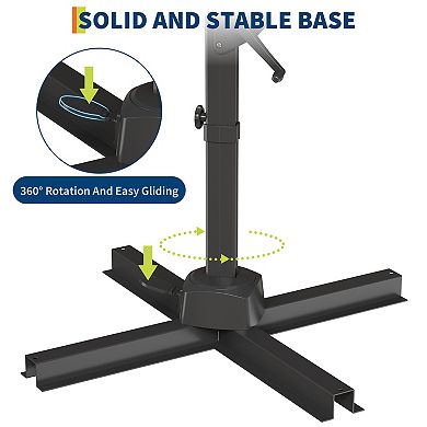 Patio Umbrella with 360 Rotation and Tilt Adjustable Outdoor Shade with Cross Base