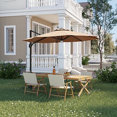 Patio Umbrella with 360 Rotation and Tilt Adjustable Outdoor Shade with Cross Base