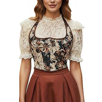 Women's Floral Halter Corset Top Square Neck Boned Bustier Going Out Crop Top Summer Shapewear Tops