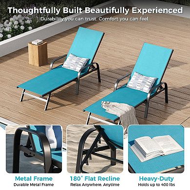 Patio Reclining Chaise Lounge Chair with Adjustable Backrest Outdoor Seating