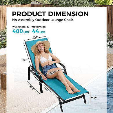 Patio Reclining Chaise Lounge Chair with Adjustable Backrest Outdoor Seating