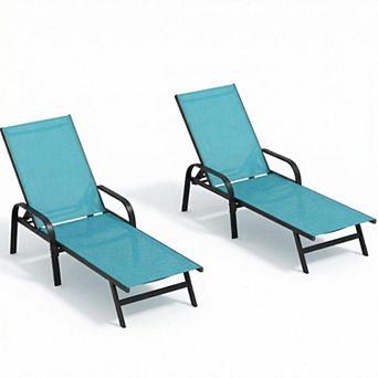 Patio Reclining Chaise Lounge Chair with Adjustable Backrest Outdoor Seating