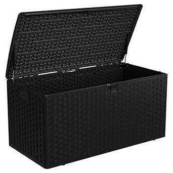 Resin Deck Box Lockable Outdoor Storage Container for Patio Garden and Tools