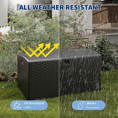Resin Deck Box Lockable Outdoor Storage Container for Patio Garden and Tools