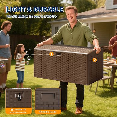 Resin Deck Box Outdoor Storage Container Lockable Waterproof Patio Organizer