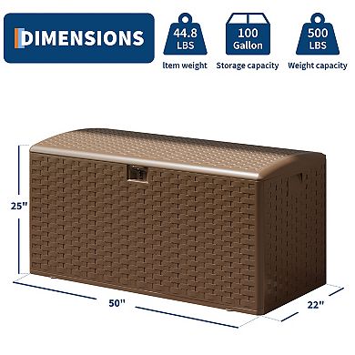 Resin Deck Box Outdoor Storage Container Lockable Waterproof Patio Organizer