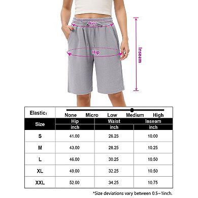 Women's High Waisted Bermuda Shorts Waffle Knit Wide Leg Knee Length Athletic Short with Pockets