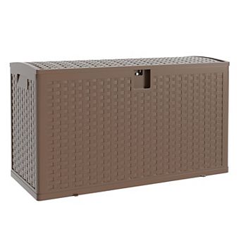 Resin Deck Box Outdoor Storage Container Lockable Waterproof Patio Organizer