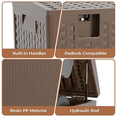Resin Deck Box Outdoor Storage Container Lockable Waterproof Patio Organizer