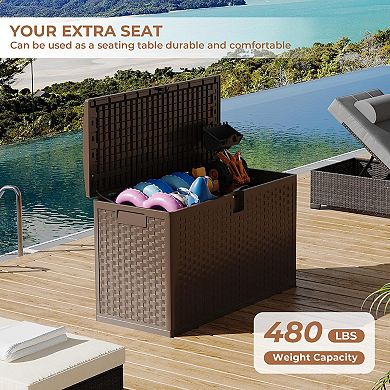 Resin Deck Box Outdoor Storage Container Lockable Waterproof Patio Organizer