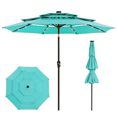 Versatile 9FT 3-Tier Solar Patio Umbrella